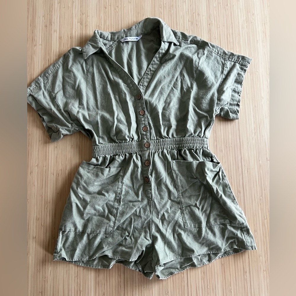 Zara Olive Green Romper - Size Medium